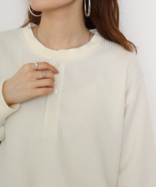✨美品✨ドゥーズィエムクラス　ワッフルTシャツ　ヘンリーネックカットソー　日本製 Deuxieme Classe ヘンリーネック ワッフル カットソー ホワイト