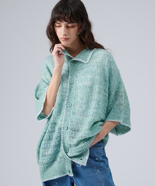 ONCILY（オンシェリー） シャツ STITCH MESH MELANGE KNIT SHIRT