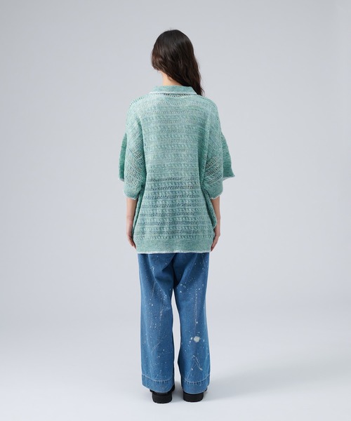 リリーアン 　Embroidery Mesh Shirts LILY BROWN×MARY QUANT】デイジー刺繍バックオープンリブニット(ニット