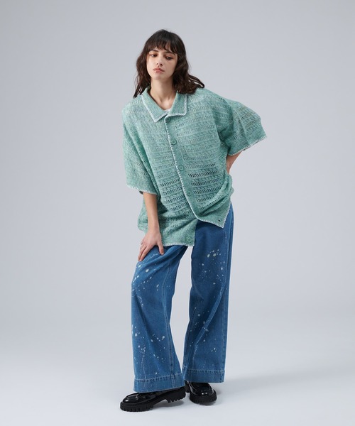 ONCILY（オンシェリー） シャツ STITCH MESH MELANGE KNIT SHIRT