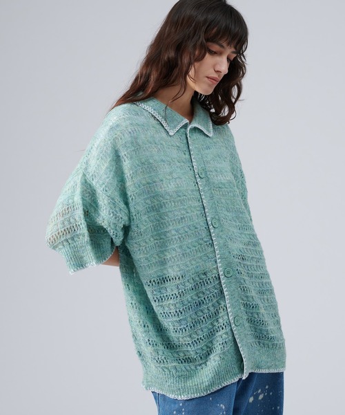ONCILY（オンシェリー） シャツ STITCH MESH MELANGE KNIT SHIRT