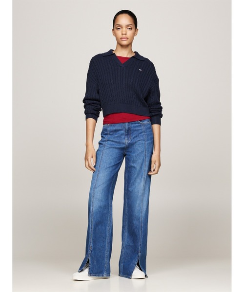 ニット セーター ケーブルラガーセーター レディース メンズ TOMMY HILFIGER ニット セーター ケーブルラガーセーター