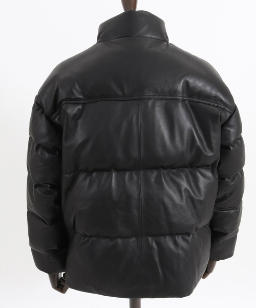 ダウンジャケット ダウン ADAMPATEK/leather looose down jacket/ラムレザールーズダウンジャケット メンズ レディーの画像