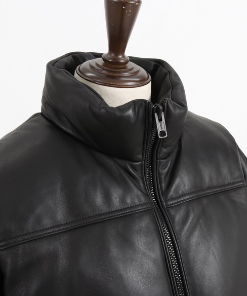 ダウンジャケット ダウン ADAMPATEK/leather looose down jacket/ラムレザールーズダウンジャケット メンズ レディーの画像
