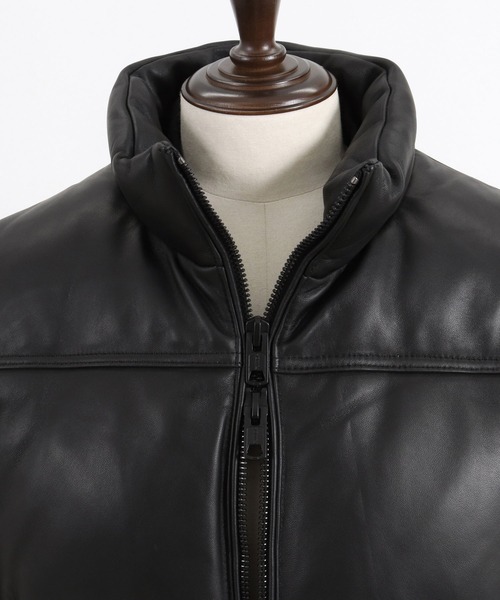 ダウンジャケット ダウン ADAMPATEK/leather looose down jacket/ラムレザールーズダウンジャケット メンズ レディーの画像