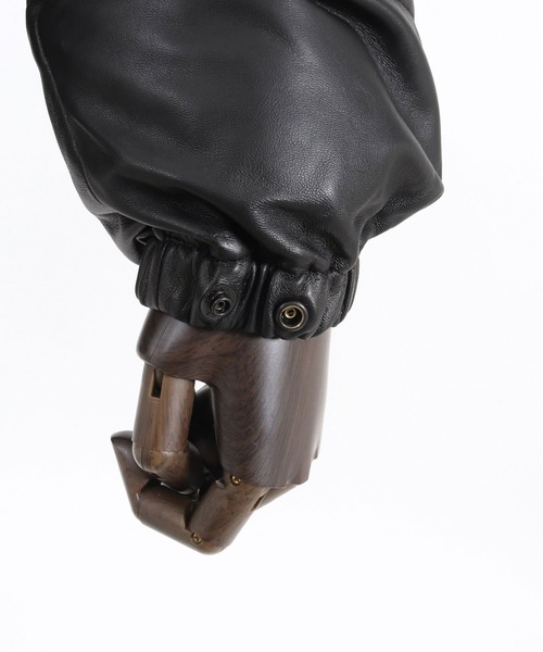 ダウンジャケット ダウン ADAMPATEK/leather looose down jacket/ラムレザールーズダウンジャケット メンズ レディーの画像
