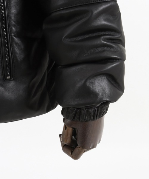 ダウンジャケット ダウン ADAMPATEK/leather looose down jacket/ラムレザールーズダウンジャケット メンズ レディーの画像