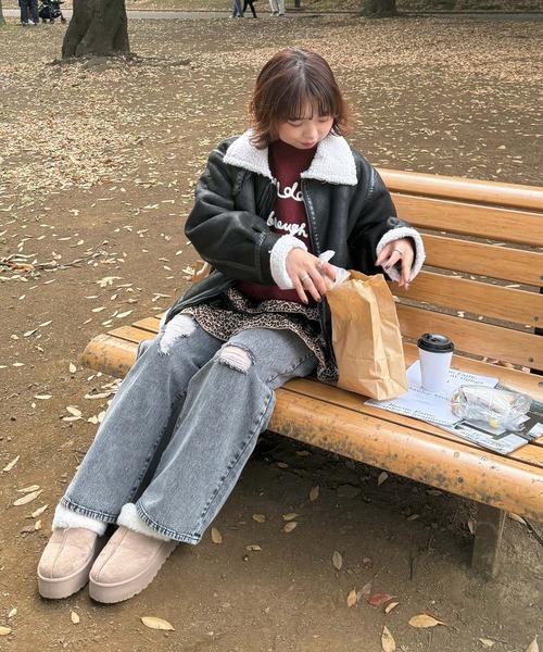 AS KNOW AS（アズノゥアズ） ムートンコート ボアコート フェイク