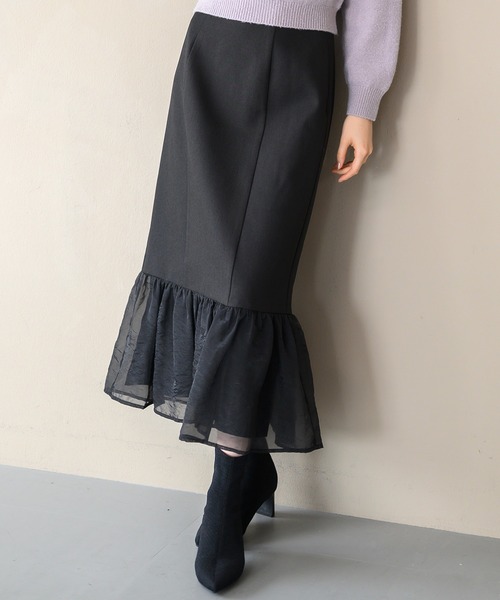 MISCH MASCH（ミッシュマッシュ） スカート 異素材切替フレアスカート