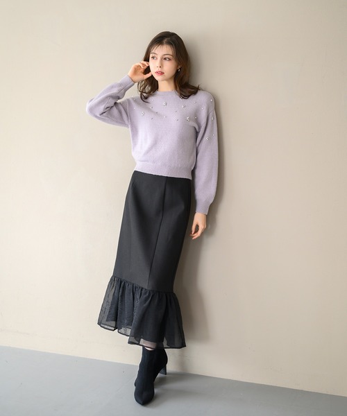 MISCH MASCH（ミッシュマッシュ） スカート 異素材切替フレアスカート