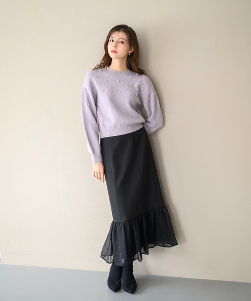 MISCH MASCH（ミッシュマッシュ） スカート 異素材切替フレアスカート