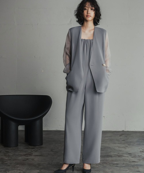 Flolia（フロリア） パンツドレス シアースリーブジャケット