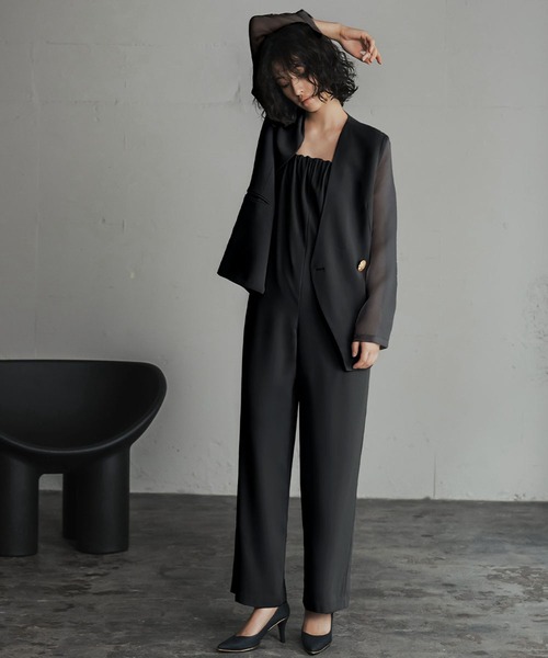 Flolia（フロリア） パンツドレス シアースリーブジャケット