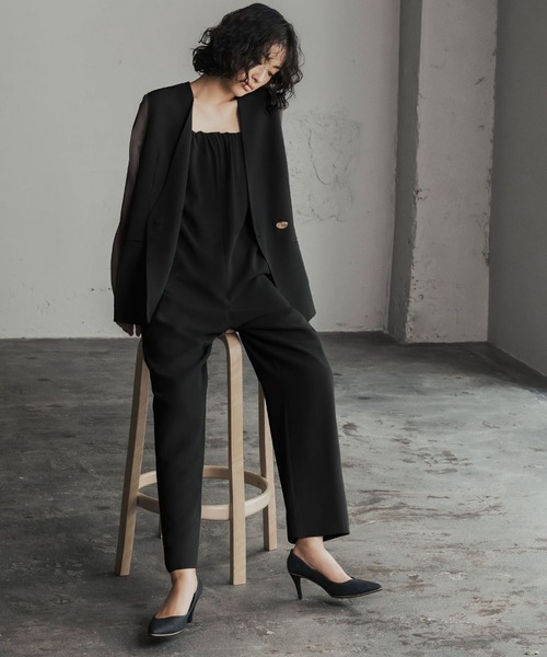 Flolia フロリア シアースリーブジャケット・オールインワンパンツ2点セット フロリア Flolia シアースリーブジャケット・オールインワンパンツの2