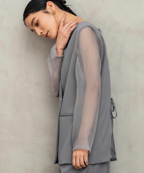 Flolia（フロリア） パンツドレス シアースリーブジャケット
