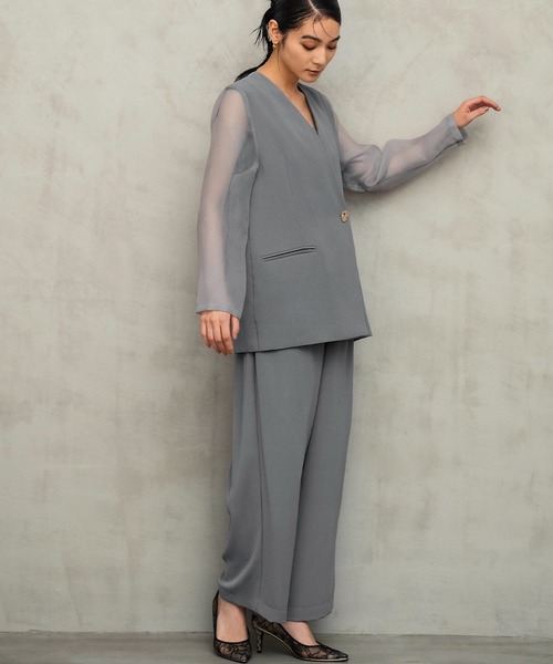 Flolia（フロリア） パンツドレス シアースリーブジャケット