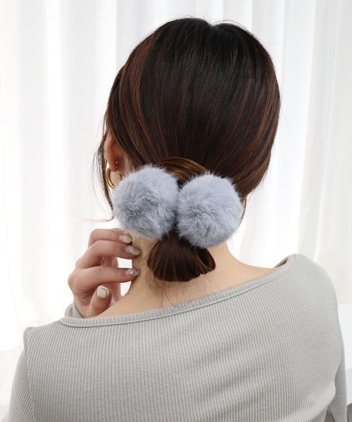 CEMO NEMO（セモネモ） ヘアゴム ファー ボンボン ヘアゴム 2セット