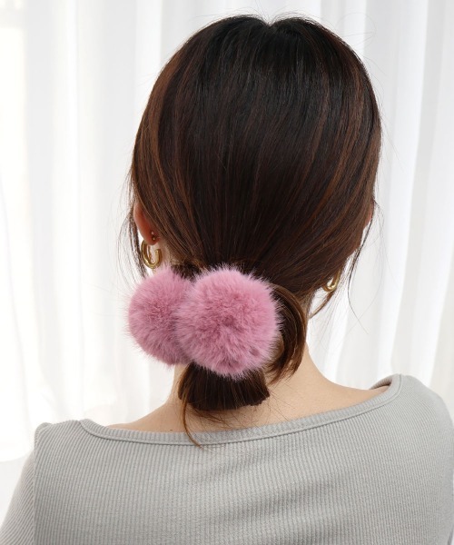 CEMO NEMO（セモネモ） ヘアゴム ファー ボンボン ヘアゴム 2セット