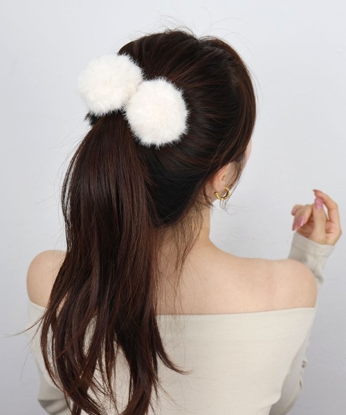 CEMO NEMO（セモネモ） ヘアゴム ファー ボンボン ヘアゴム 2セット