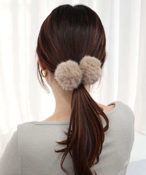ファーボンボンヘアゴム CEMO NEMO（セモネモ） ヘアゴム ファー ボンボン ヘアゴム 2セット