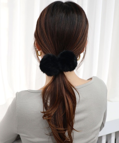 CEMO NEMO（セモネモ） ヘアゴム ファー ボンボン ヘアゴム 2セット