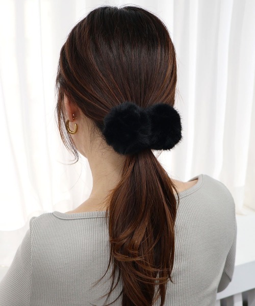 ファーボンボンヘアゴム CEMO NEMO（セモネモ） ヘアゴム ファー ボンボン ヘアゴム 2セット