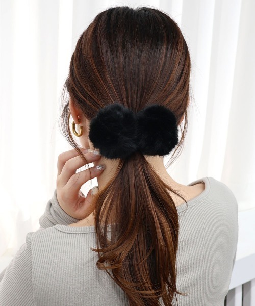 CEMO NEMO（セモネモ） ヘアゴム ファー ボンボン ヘアゴム 2セット