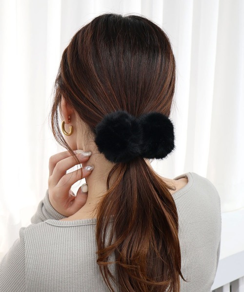 CEMO NEMO（セモネモ） ヘアゴム ファー ボンボン ヘアゴム 2セット