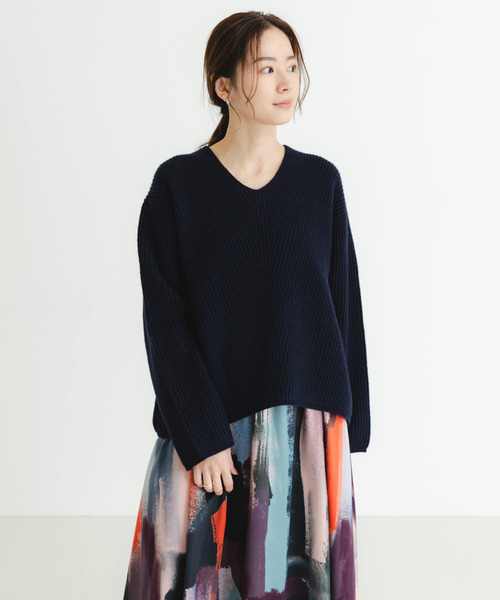 ニット セーター HAMILTON WOOL 畦Vネックニット レディース