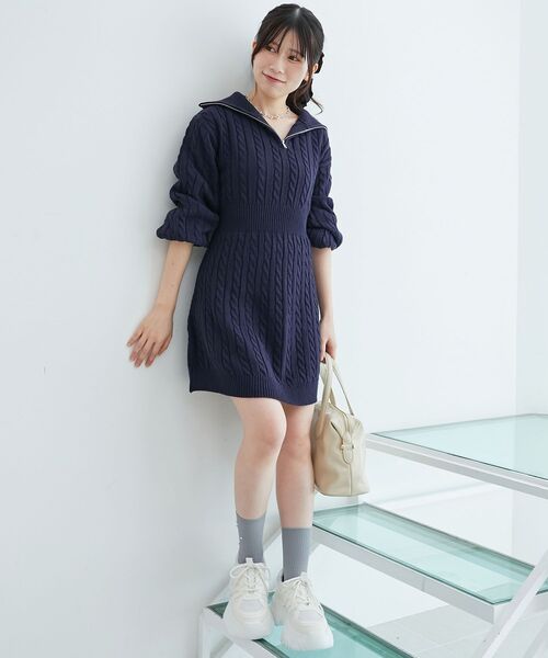 ルミニョンワンピース Lumignon original ♥ baby pink × black houndstooth arm long