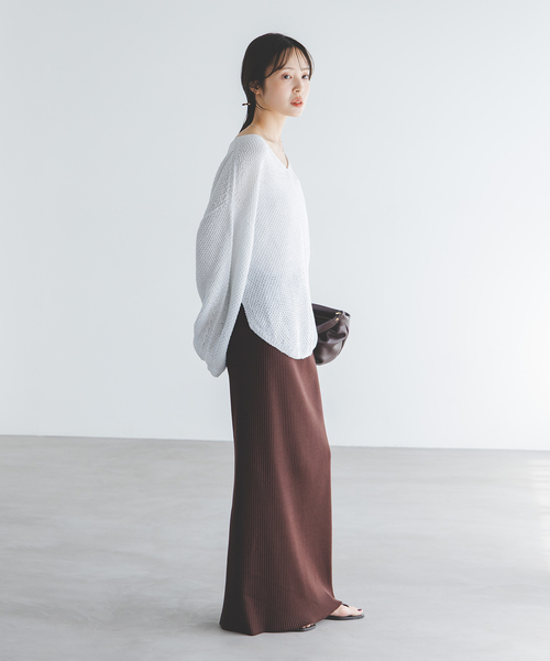 NOBLE ニット セーター ペーパーヤーンカノコ BACK Vプル