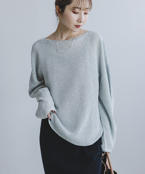 NOBLE ニット セーター ペーパーヤーンカノコ BACK Vプル