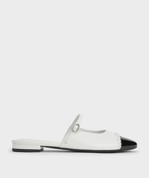 38 Church's ミュール サンダル 白　フラット　ぺたんこ　25 CHARLES ＆ KEITH（チャールズ&キース） サンダル パールエンベリ
