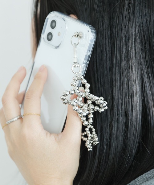 tiny tiny（ティニーティニー） スマホケース フラワーチャーム付き