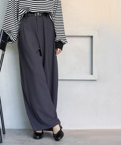 スラックスパンツ ワイドパンツ セール】SIDE ZIP WIDE SLACKS PANTS/サイドジップワイド