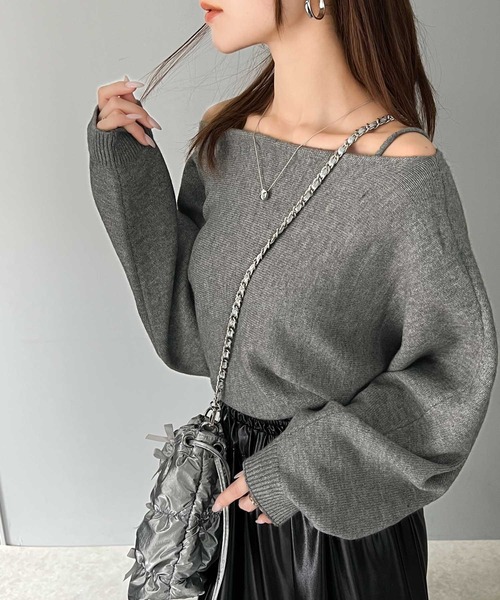 「mily bilet」 ニットアンサンブル MEDIUM チャコールグレー レディース_画像3