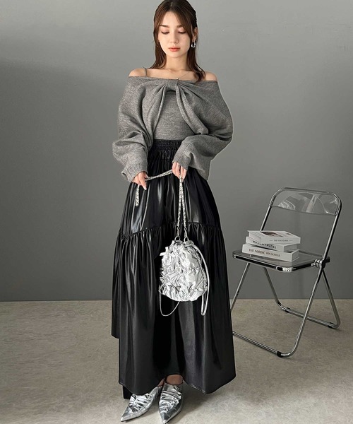 「mily bilet」 ニットアンサンブル MEDIUM チャコールグレー レディース_画像6