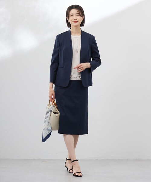 ジャケット ノーカラージャケット 「セットアップ対応・人気素材