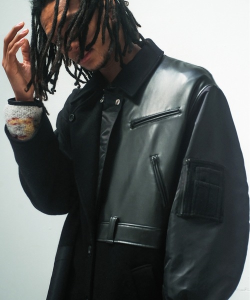 ステンカラーコート コート FUSION RIDERS MIX COAT メンズ レディースの画像