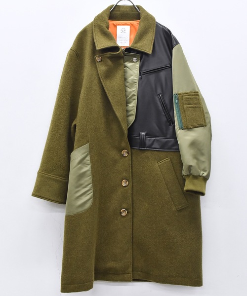 ステンカラーコート コート FUSION RIDERS MIX COAT メンズ レディースの画像