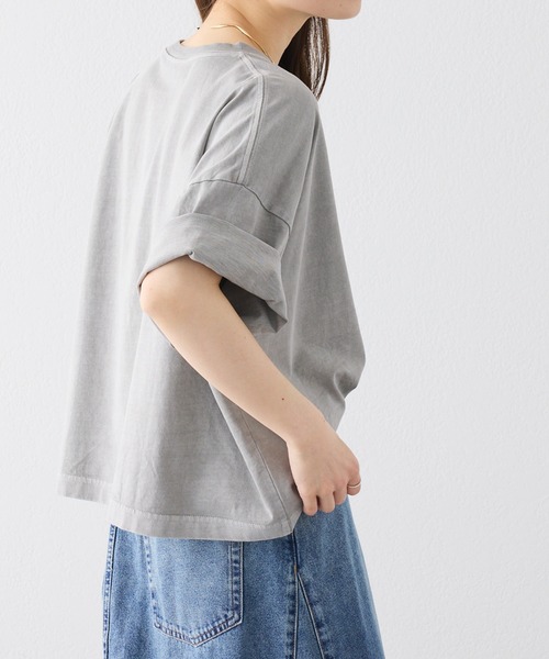 PUAL CE CIN グレー ロゴTシャツ 半袖 pual ce cin tシャツ コットンナイロンシアーロゴTシャツ