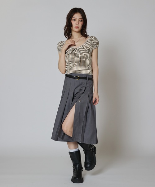 ACLENT（アクレント） スカート プリーツラップミディスカート