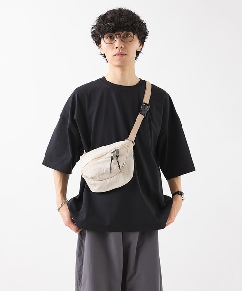 14th addiction ウエストポーチ　ボディバッグ 14th Addiction ブラックレザー ボディバッグ