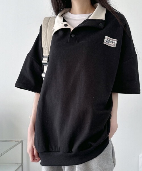 NANAHACHI tシャツ ヘンリーネックTシャツ 半袖 レディース : ZOZOTOWN