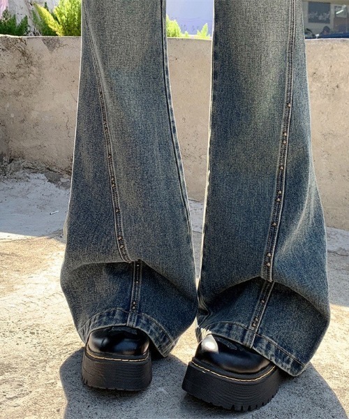 ALMO ジーンズ デニム デニムパンツ 「LAMPOON」オーバーダイスタッズ