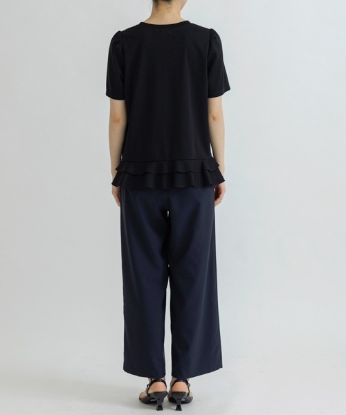SONO ブラック 黒色 半袖カットソー フレア Sono - sono ソーノ T 