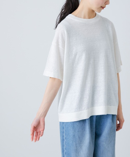 かぐれ｜リネン半袖クルーネックニット | Rakuten Fashion(楽天