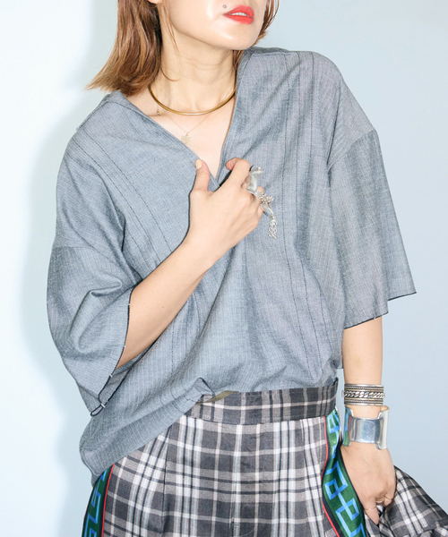 ブラウス シャツ STRIPE STITCH シャツ レディース
