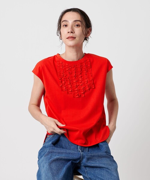 tシャツ 「WEB限定」フリル ノースリーブプルオーバー -ウォッシャブル- レディース