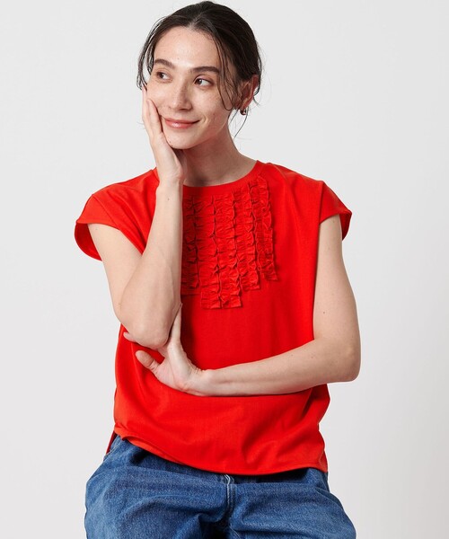 tシャツ 「WEB限定」フリル ノースリーブプルオーバー -ウォッシャブル- レディース